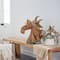 Brown Teak Wood Natural Horse Sculpture 23" x 25" x 10"